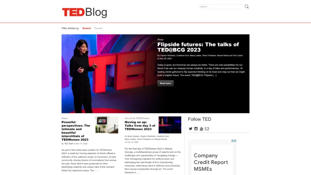 Ted-blog-wordpress-site-screenshot
