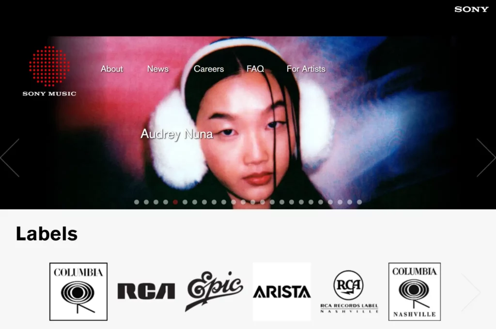 Sony-music-wordpress-site-screenshot