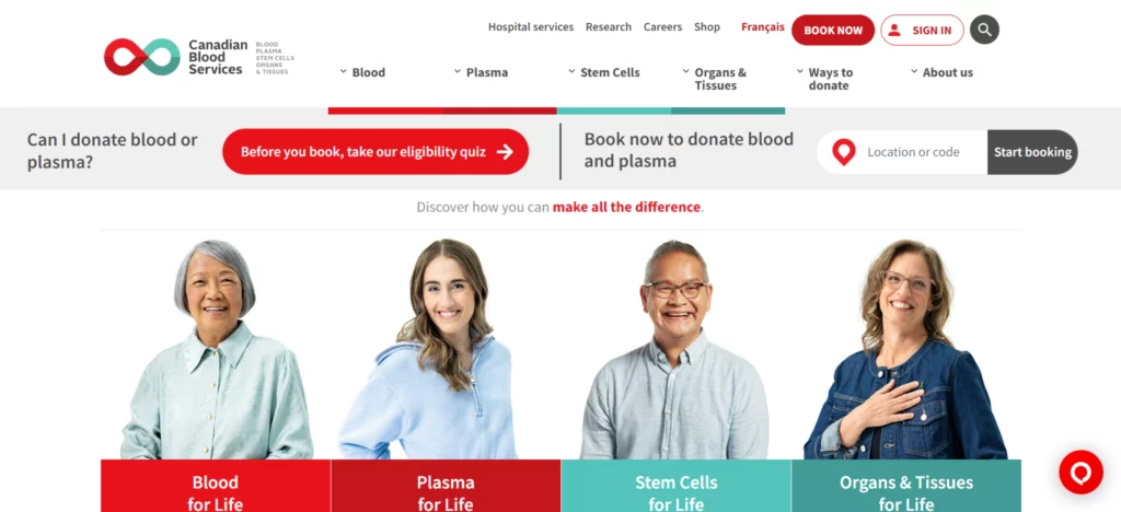canadian blood services home page