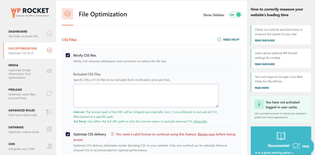 file optimization tab