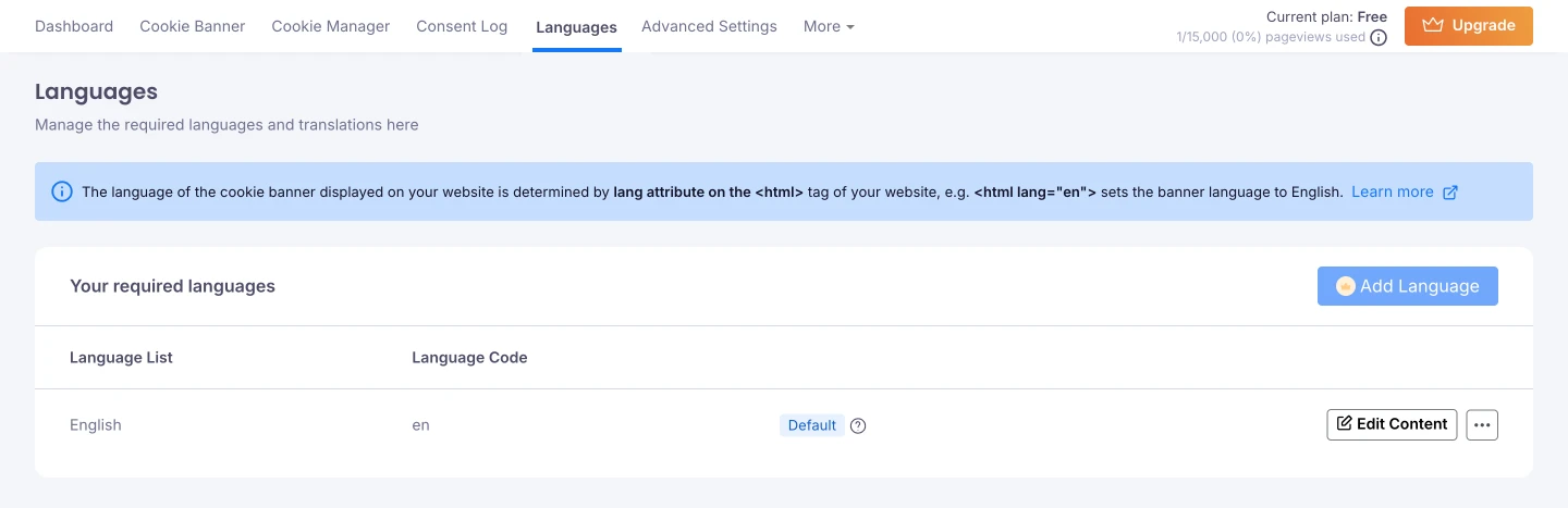 language settings screenshot