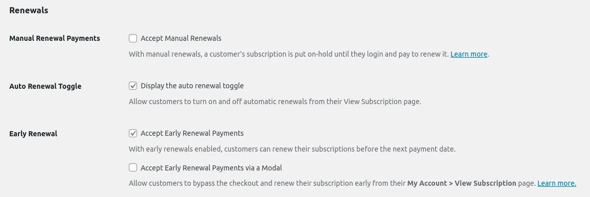 renewals settings screenshot