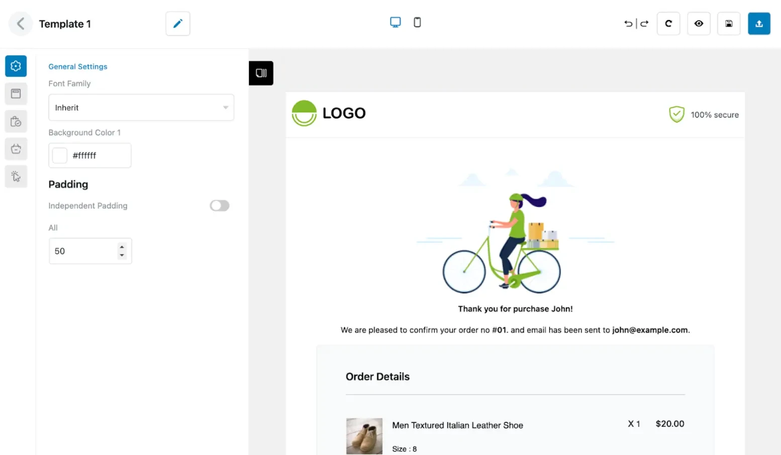 Customized thank you page