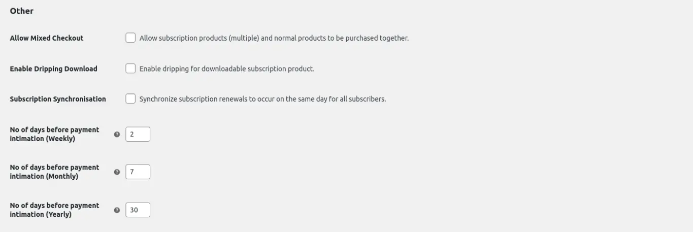 other settings screenshot