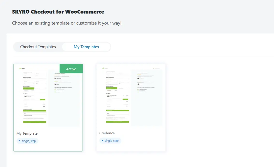 skyro template activate