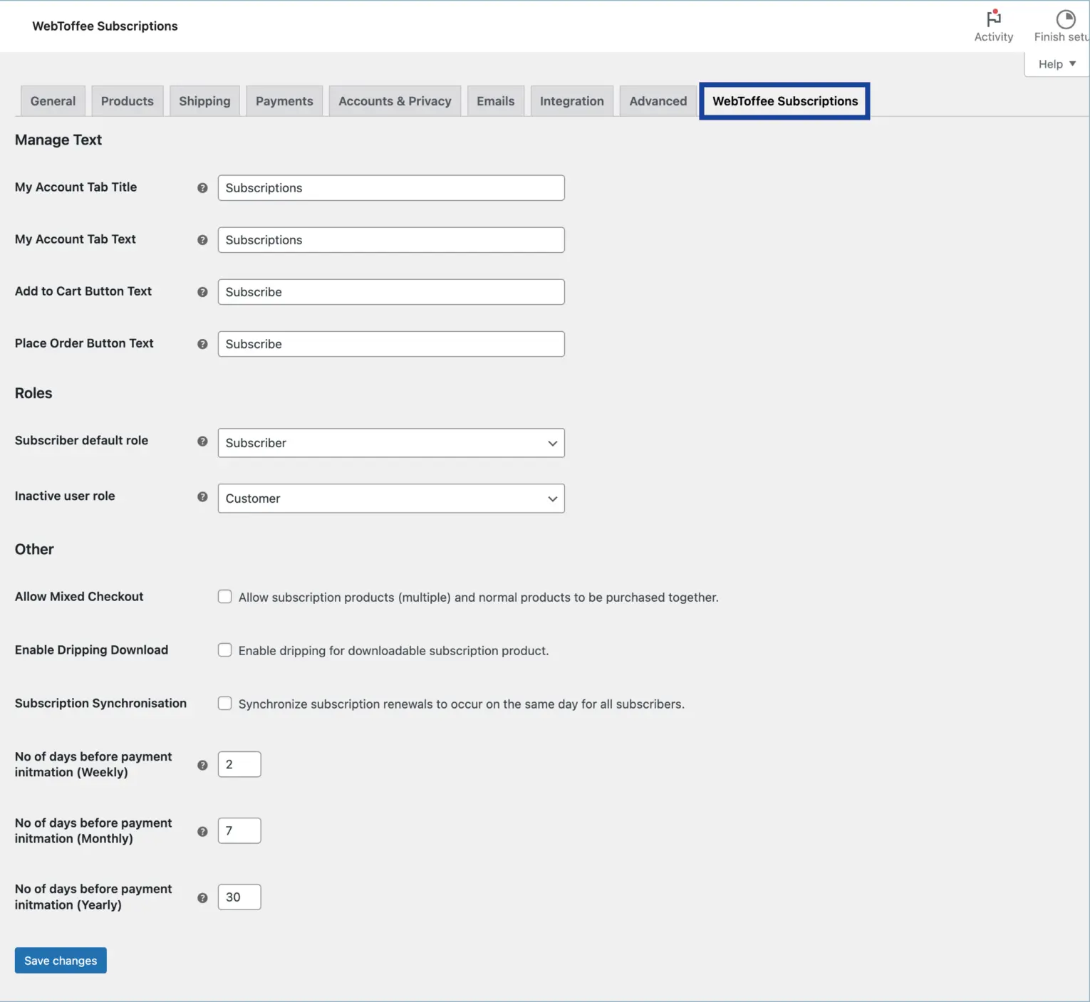 dashboard overview of woocommerce subscriptions by webtoffee