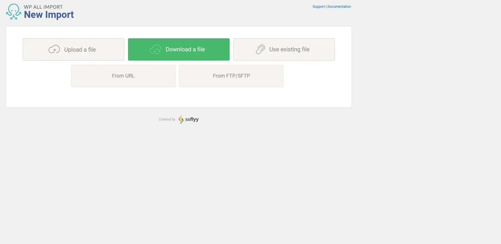 Screenshot of the download file tab
