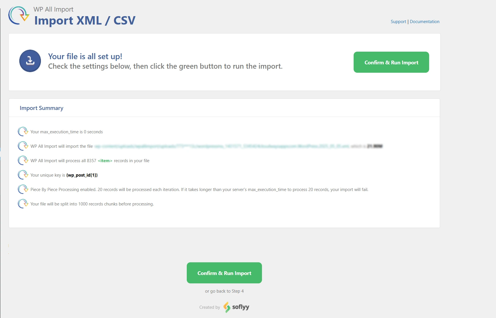 screenshot of final confirmation before import