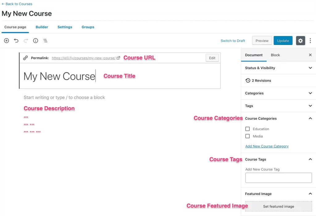 Course Creation Overview screenshot of Learndash LMS
