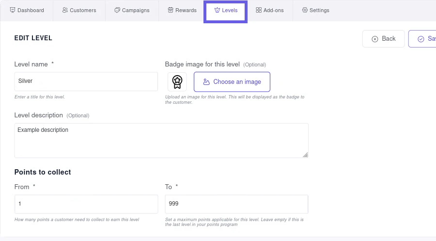 wployalty levels menu