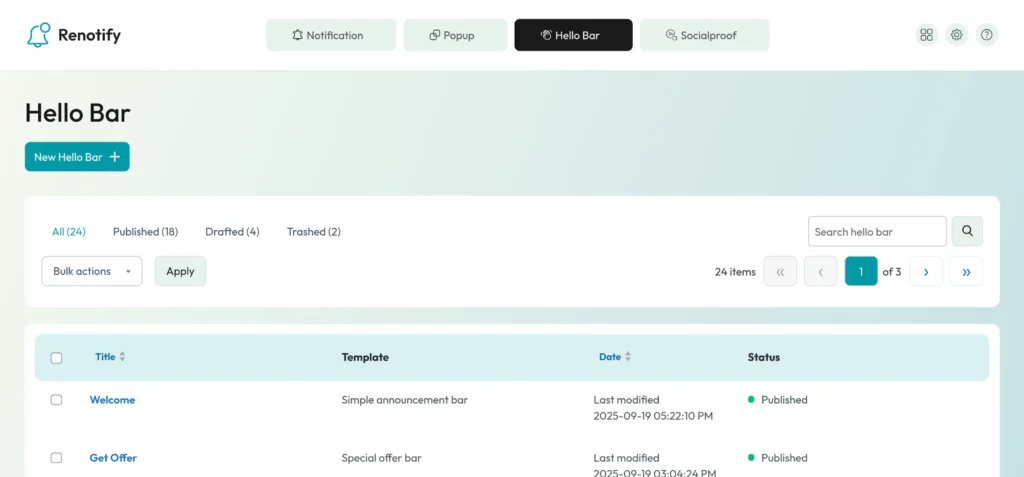 Hellobar campaign creation