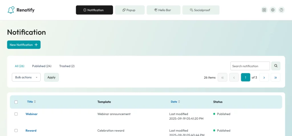 Notification creation