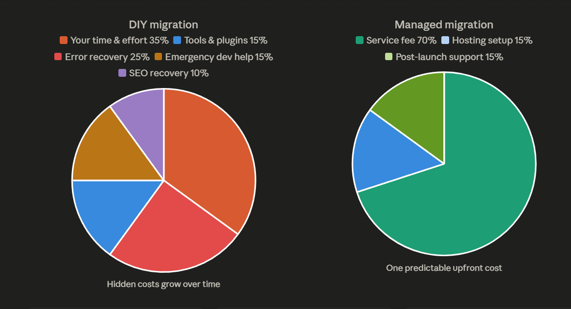 DIY vs managed wordpress migration cost comparison